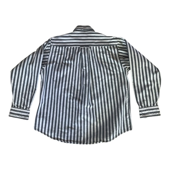 Kenny Rogers Black White Striped Button Down Shirt Size Large 16-16.5 100% Cotto - Picture 3 of 5